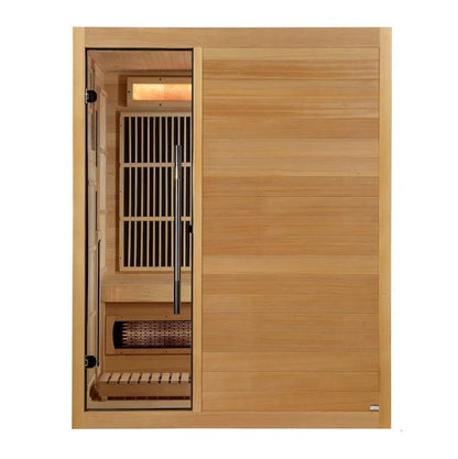 Soria 3 Person Indoor Hybrid Sauna: Full Spectrum Infrared & Harvia Traditional Stove with Himalayan Salt Bar