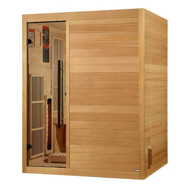 Soria 3 Person Indoor Hybrid Sauna: Full Spectrum Infrared & Harvia Traditional Stove with Himalayan Salt Bar