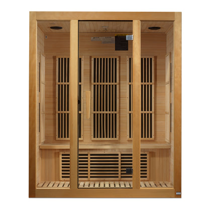 Maxxus Bellevue 3 Person Indoor Near Zero EMF FAR Infrared Sauna - Canadian Hemlock