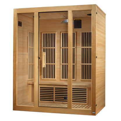 Maxxus Bellevue 3 Person Indoor Near Zero EMF FAR Infrared Sauna - Canadian Hemlock