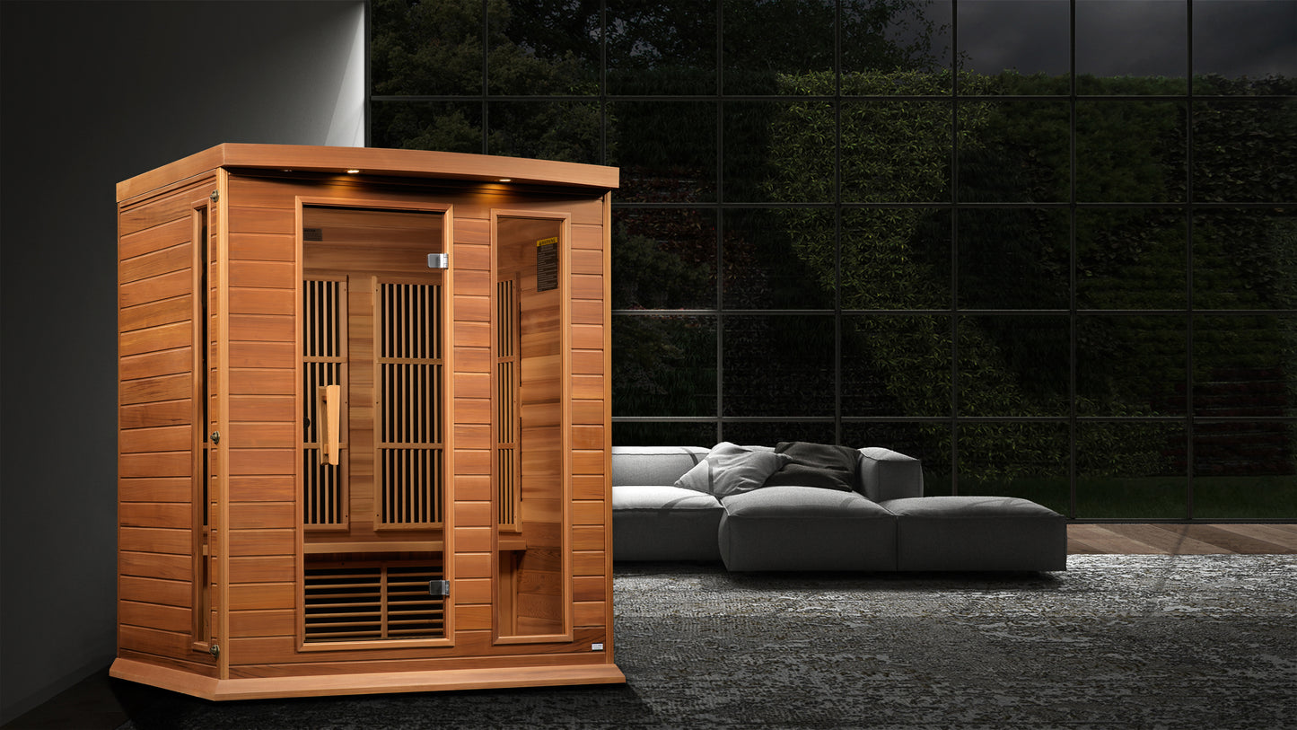 Maxxus 3 Person Indoor Near Zero EMF FAR Infrared Sauna - Canadian Red Cedar