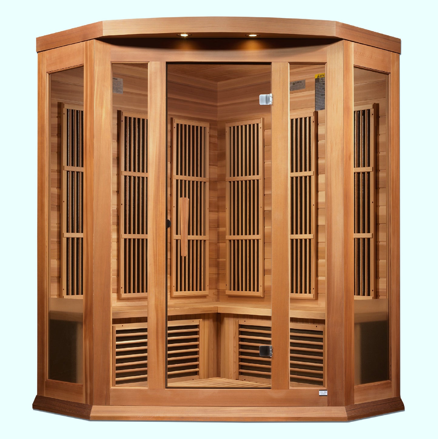 Maxxus 3 Person Corner Indoor Near Zero EMF FAR Infrared Sauna - Canadian Red Cedar