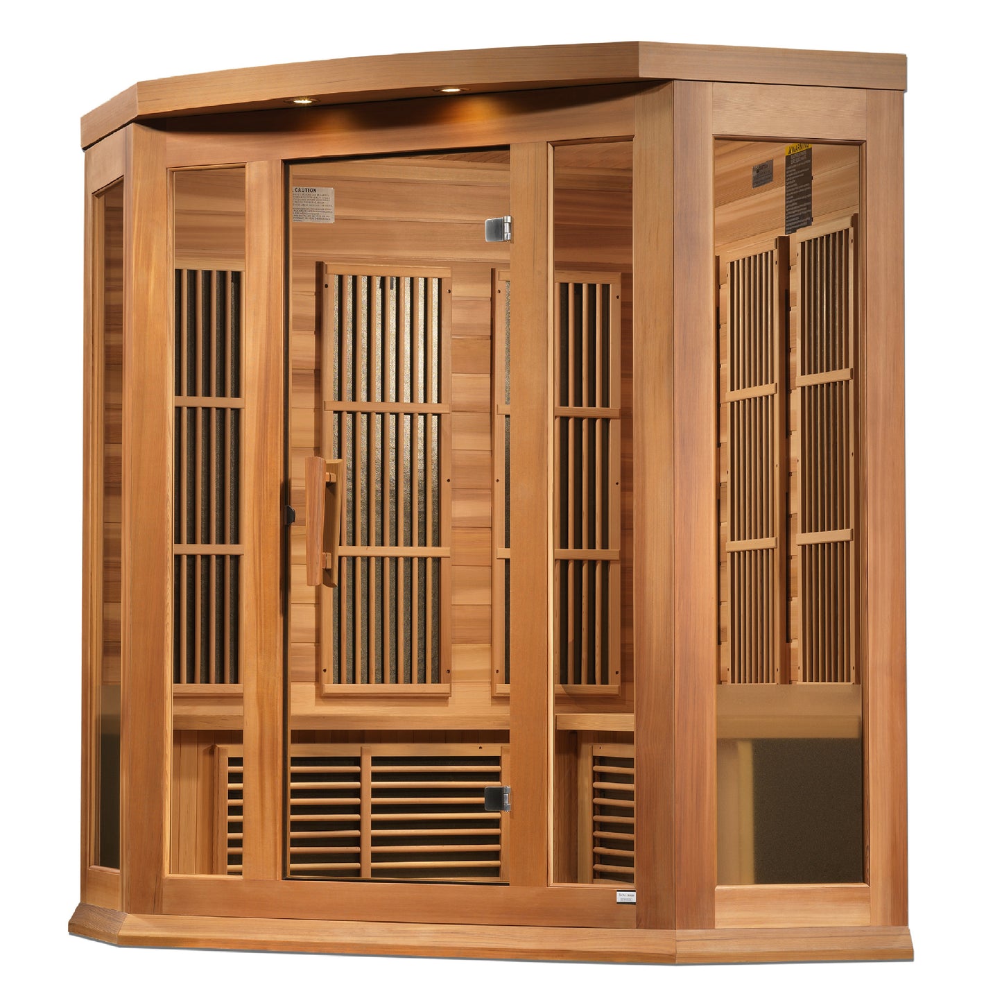 Maxxus 3 Person Corner Indoor Near Zero EMF FAR Infrared Sauna - Canadian Red Cedar