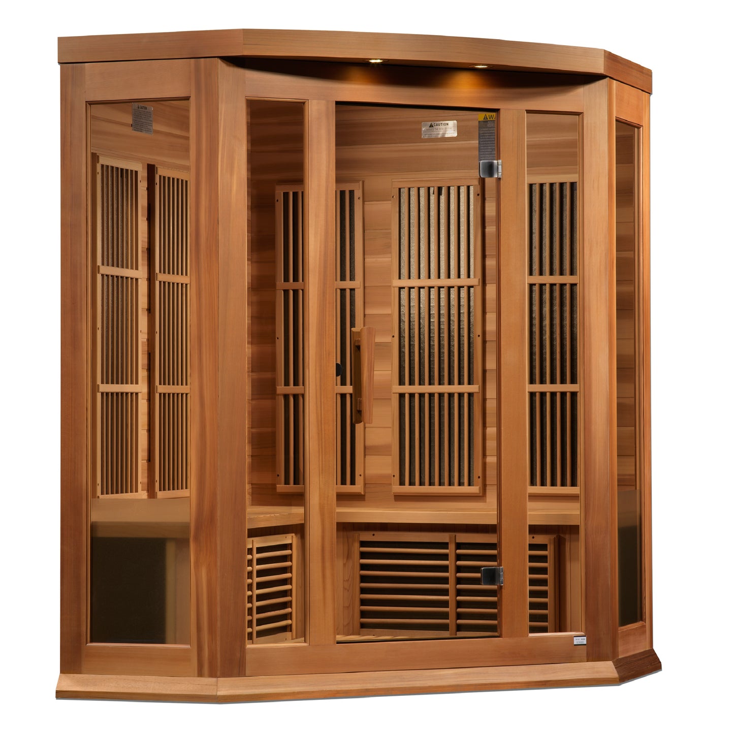 Maxxus 3 Person Corner Indoor Near Zero EMF FAR Infrared Sauna - Canadian Red Cedar