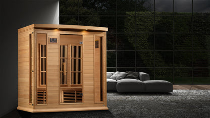 Maxxus 4 Person Indoor Near Zero EMF FAR Infrared Sauna - Canadian Hemlock