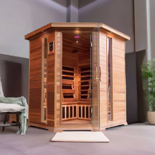 Bristol Bay 4 Person Corner Indoor Infrared Cedar Sauna