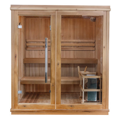 Charleston 4 Person Indoor Traditional Hemlock Sauna With Double Bench