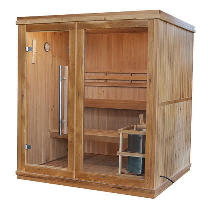 Charleston 4 Person Indoor Traditional Hemlock Sauna With Double Bench