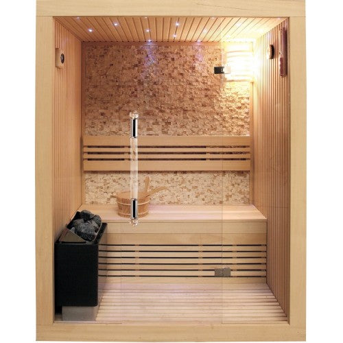 Rockledge 2 Person Luxury Traditional Sauna With Stone Wall