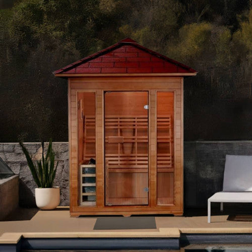 Waverly 3 Person Outdoor Traditional Hemlock Sauna With WIndows