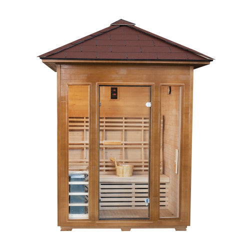 Waverly 3 Person Outdoor Traditional Hemlock Sauna With WIndows