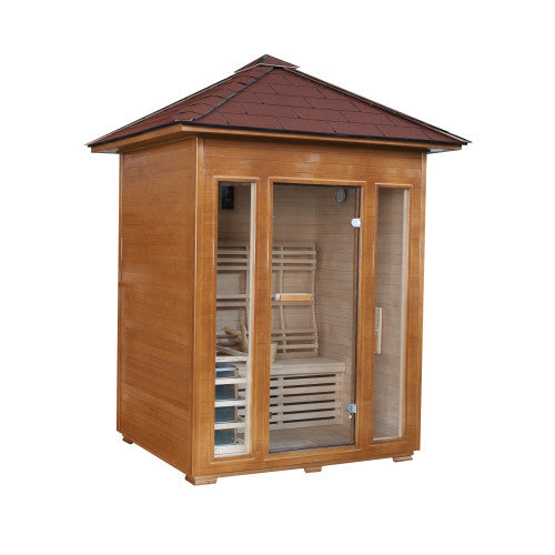 Waverly 3 Person Outdoor Traditional Hemlock Sauna With WIndows