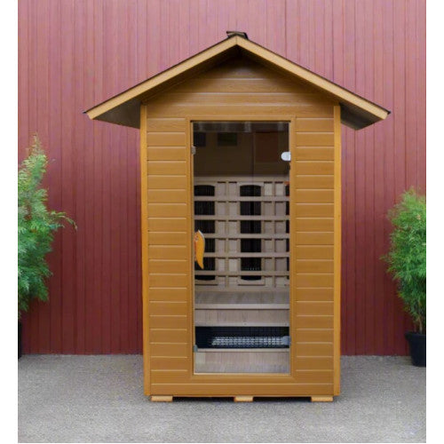 Burlington 2 Person Outdoor Infrared Hemlock Sauna With Shingled Roof