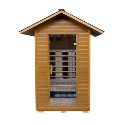 Burlington 2 Person Outdoor Infrared Hemlock Sauna With Shingled Roof