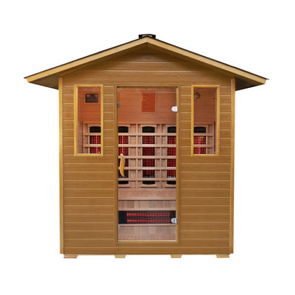 Cayenne 4 Person Outdoor Infrared Hemlock Sauna With Shingled Roof