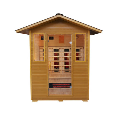 Grandby 3 Person Outdoor Infrared Hemlock Sauna With Shingled Roof