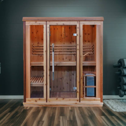 Hampton 3 Person Indoor Traditional Hemlock Sauna With Double Bench