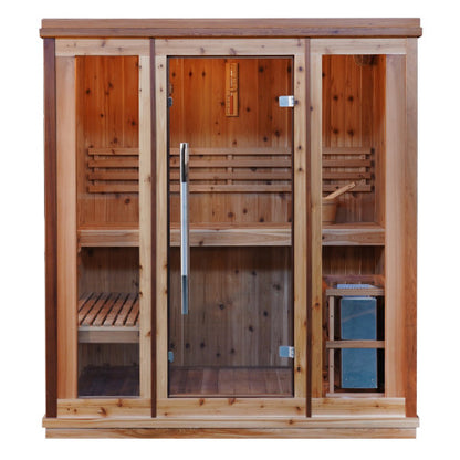 Hampton 3 Person Indoor Traditional Hemlock Sauna With Double Bench