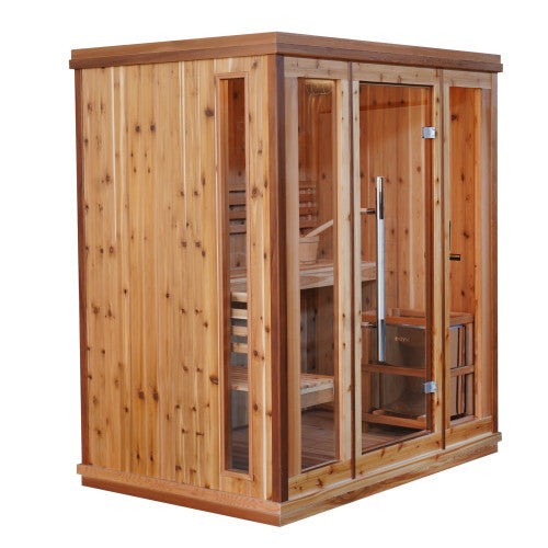 Hampton 3 Person Indoor Traditional Hemlock Sauna With Double Bench