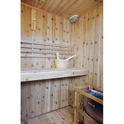 Hampton 3 Person Indoor Traditional Hemlock Sauna With Double Bench