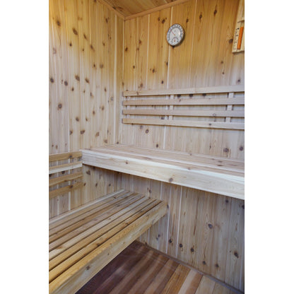 Hampton 3 Person Indoor Traditional Hemlock Sauna With Double Bench